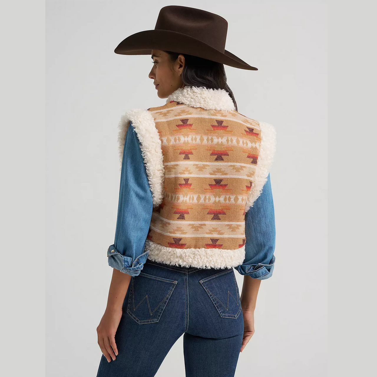 Wrangler® Women's Sherpa Lined Jacquard Vest - Tan