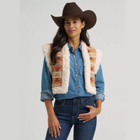 Wrangler® Women's Sherpa Lined Jacquard Vest - Tan