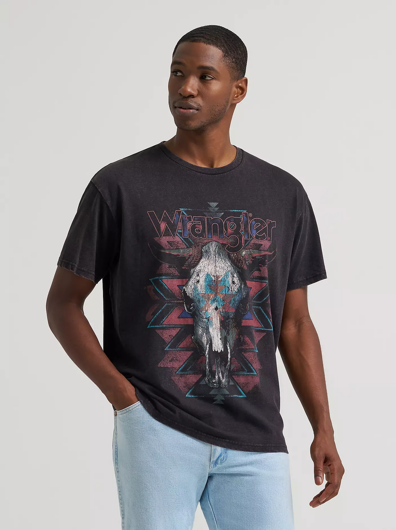 Wrangler® Men's Southwest Skull Graphic T-Shirt - Black Beauty