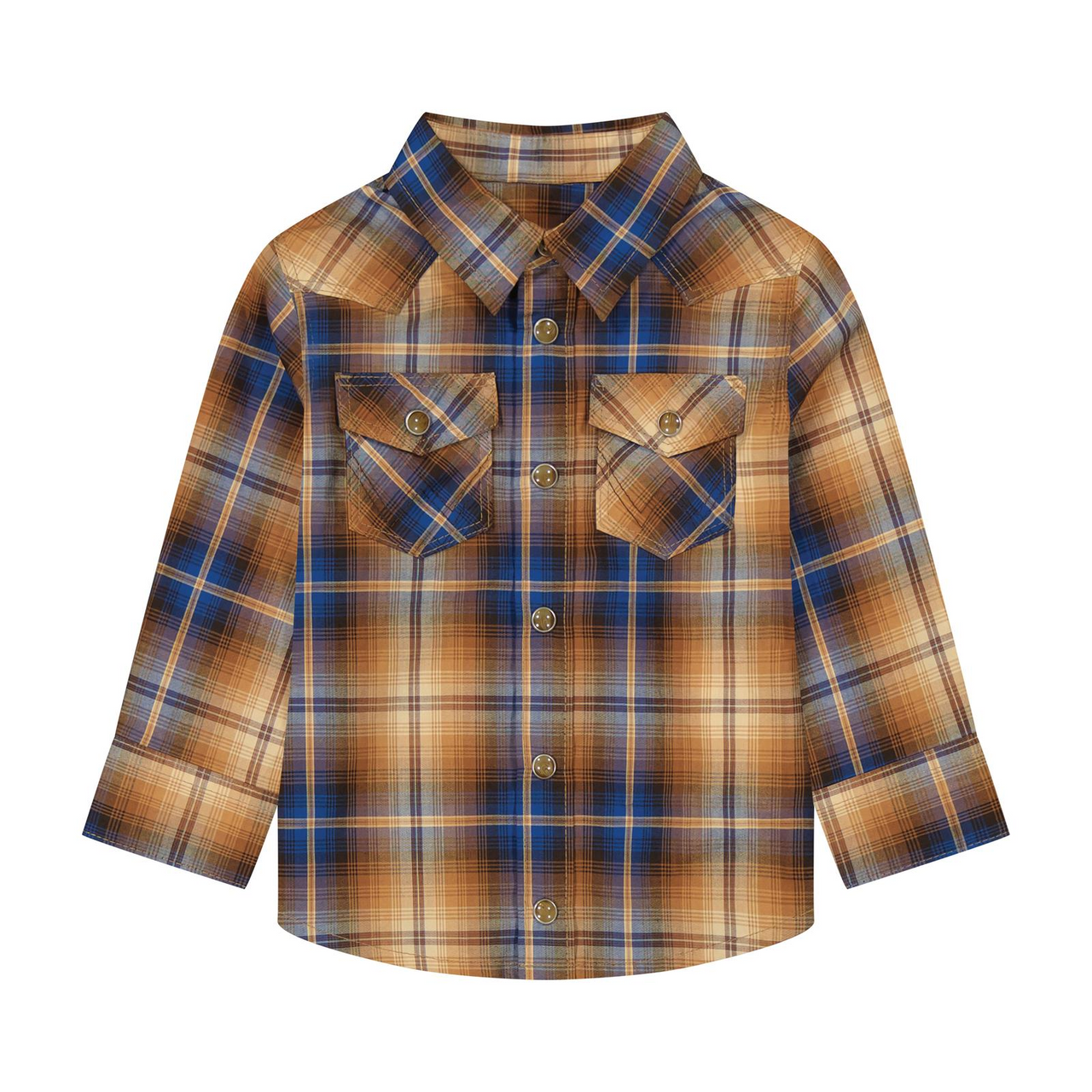 Wrangler® Baby Boy Long Sleeve Western Shirt - Brown Plaid