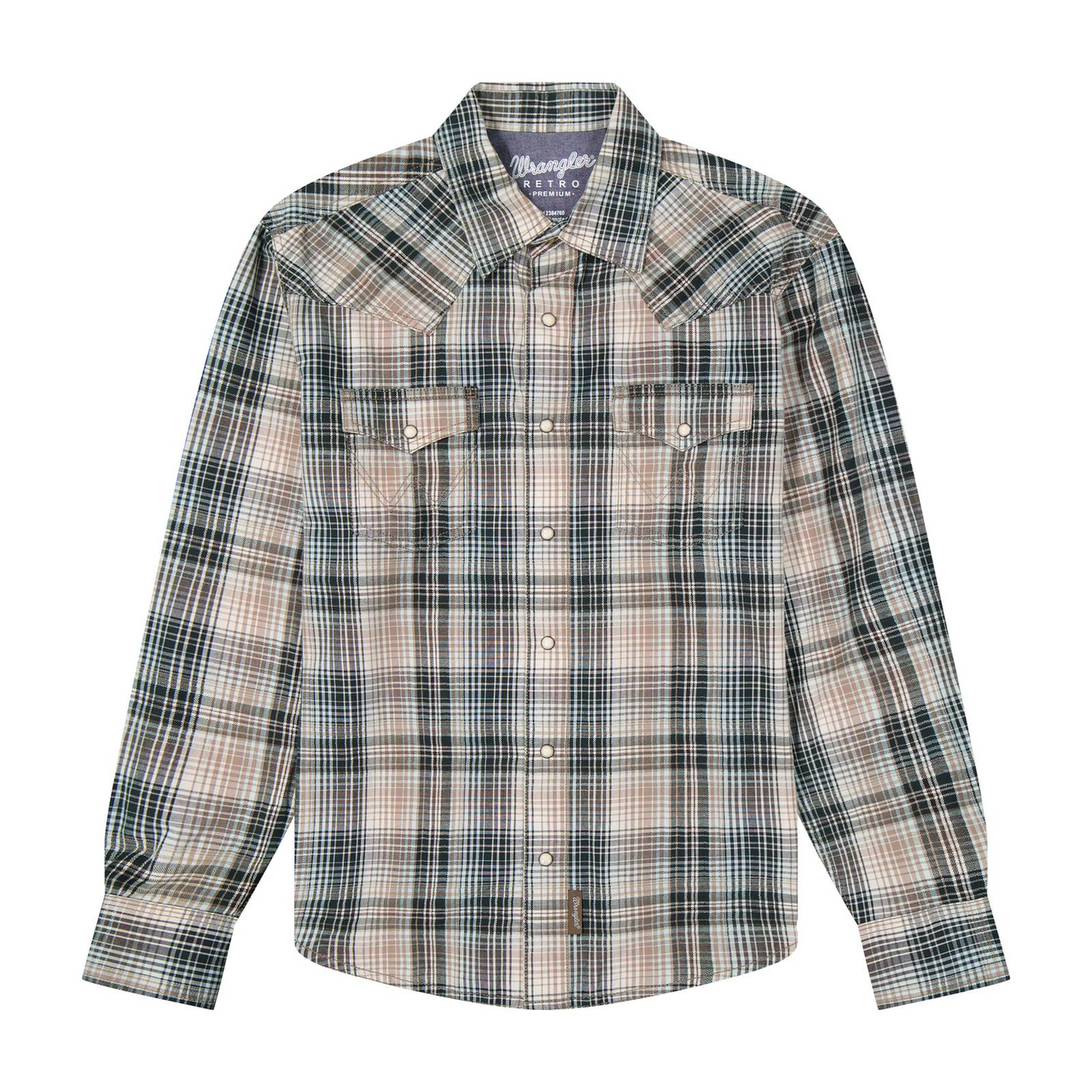 Wrangler® Men's Retro® Premium Long Sleeve Western Shirt - Brown Plaid