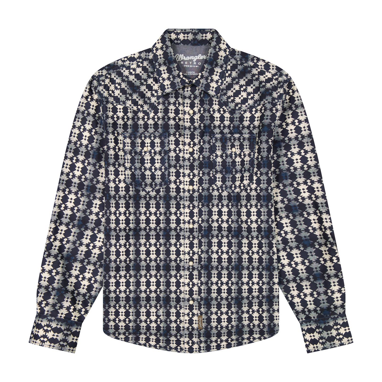 Wrangler® Men's Retro® Premium Long Sleeve Western Shirt - Blue Geo