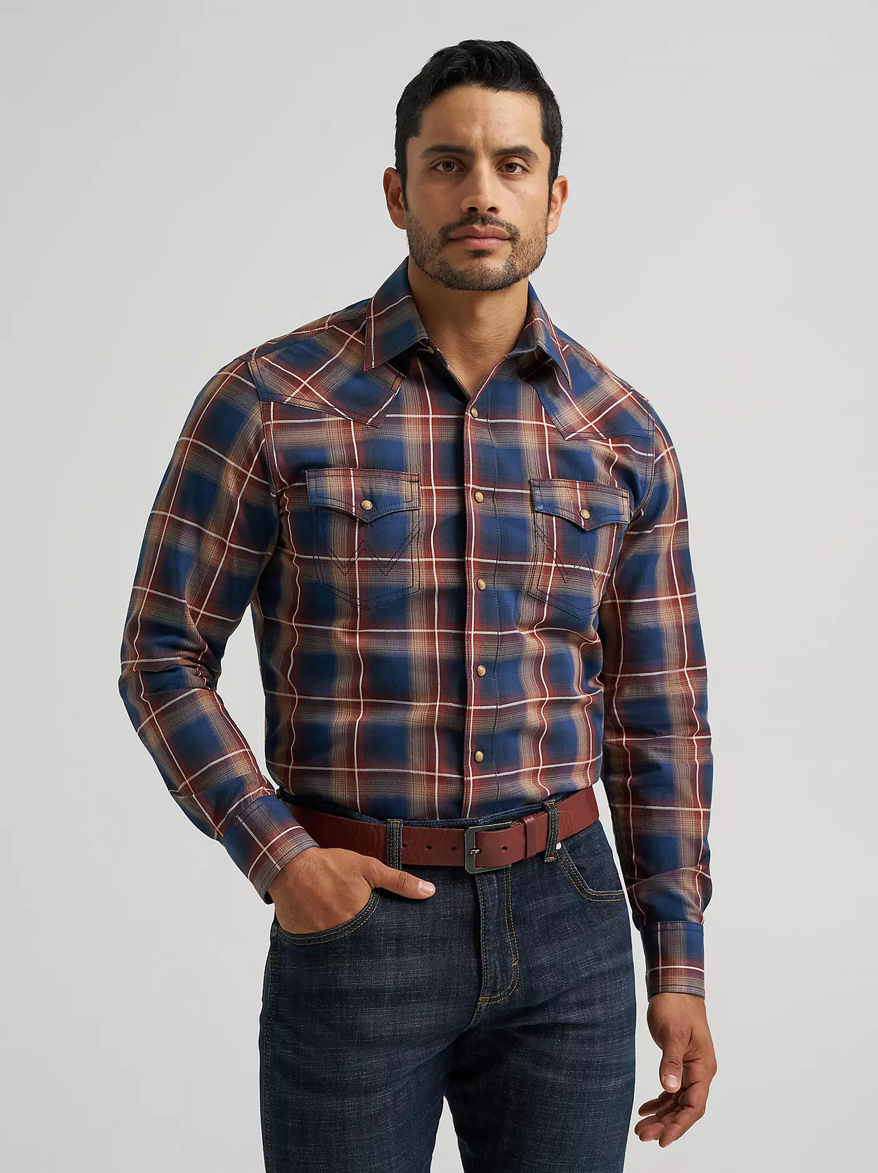 Wrangler® Men's Retro® Premium Long Sleeve Western Shirt - Blue Sunset