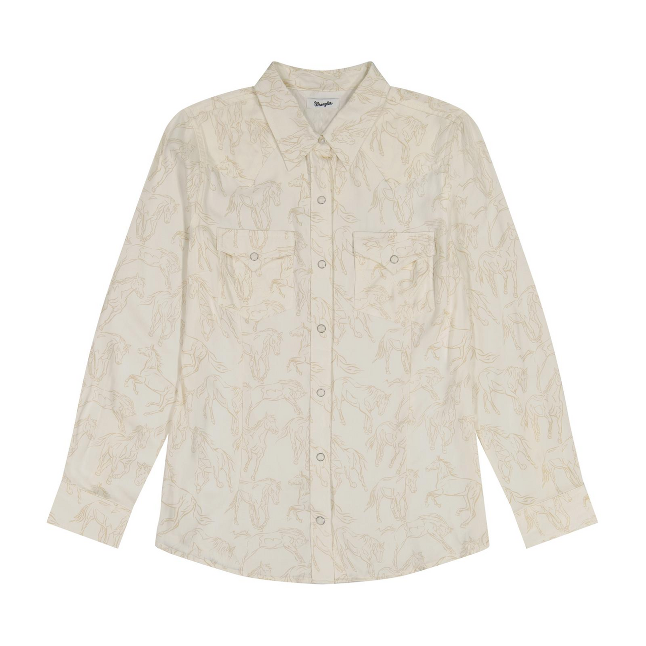 Wrangler® Women's Retro® Americana Western Snap Shirt - Cream Horses