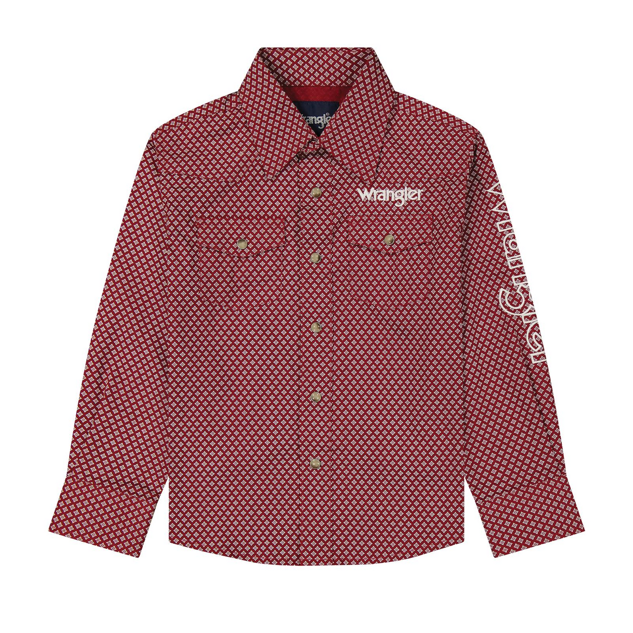 Wrangler® Boy's Retro Long Sleeve Snap Western Shirt - Logo Red
