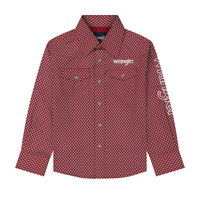 Wrangler® Boy's Retro Long Sleeve Snap Western Shirt - Logo Red