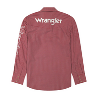 Wrangler® Men's Classic Fit Long Sleeve Western Shirt - Logo Red