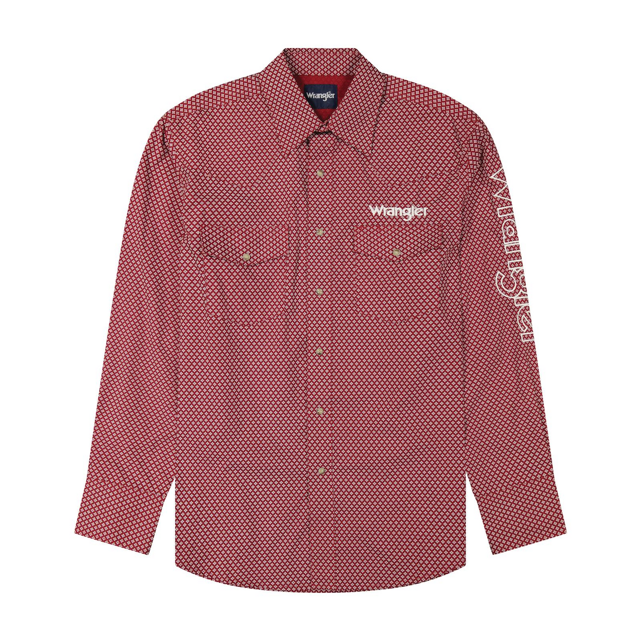 Wrangler® Men's Classic Fit Long Sleeve Western Shirt - Logo Red