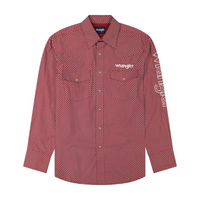 Wrangler® Men's Classic Fit Long Sleeve Western Shirt - Logo Red