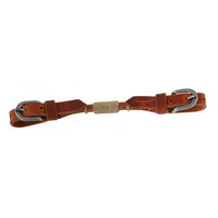 Harness Leather Rounded Curb Strap with Braided Rawhide