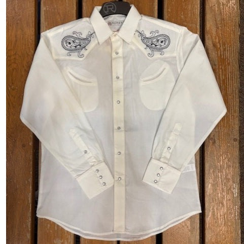 Roper® Men's Performance Snap Western Shirt - White Asparagus