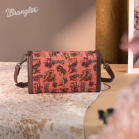 Wrangler Vintage Retro Cowboy Cool Print Crossbody Wallet
