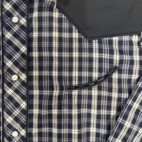 Roper® Men's Vintage Snap Western Shirt - Navy Plaid