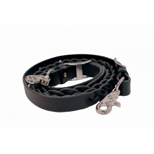 WR Signature Leather Braided Barrel Reins - Black
