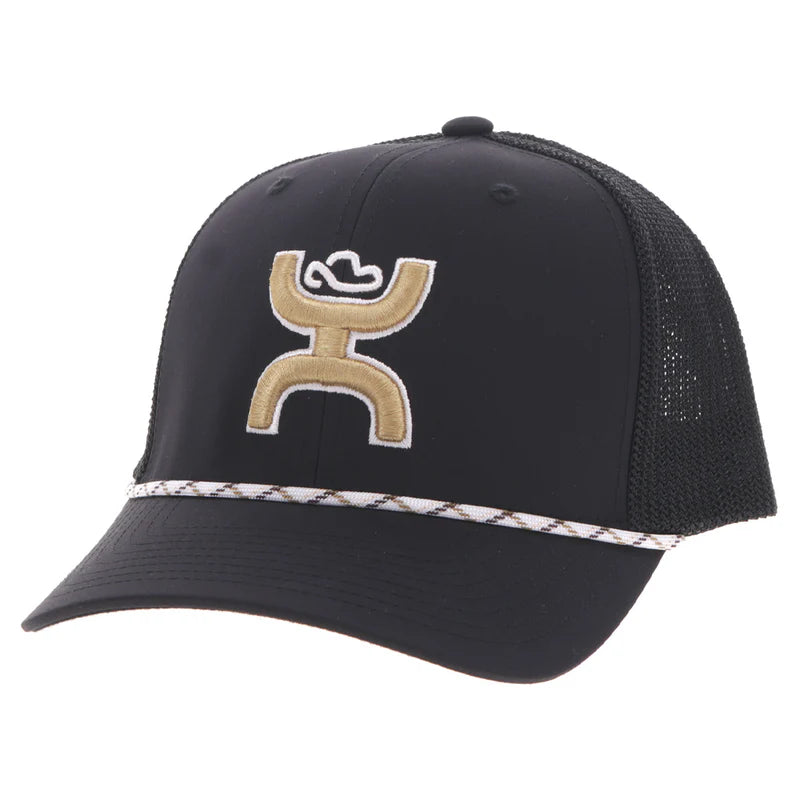 Hooey® Cap Snap Back "Sterling" Hat Black w/ Tan & White Hooey Logo