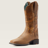 Ariat® Women's "Round Up" Wide Square Toe Western Boots - Bare Brown