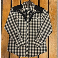 Roper® Men's Performance Snap Western Shirt - Black Plaid