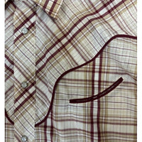 Roper® Men's Performance Snap Western Shirt - Cream, Tan & Wine Plaid