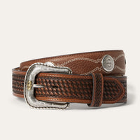 Stetson® Men's Western Pebble Leather Basket Weave Tabs Belt