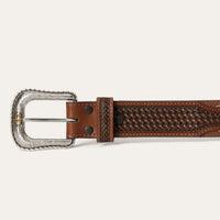 Stetson® Men's Western Pebble Leather Basket Weave Tabs Belt