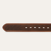 Stetson® Men's Western Pebble Leather Basket Weave Tabs Belt
