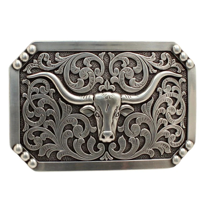 Nocona Men's Smooth Edge Longhorn Buckle