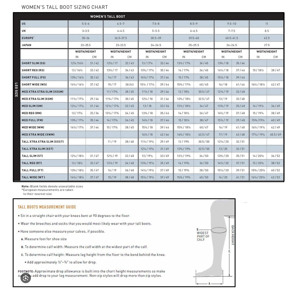 Ariat Field Boots Sizing Chart