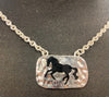 AWST Silver Necklace with Black Horse