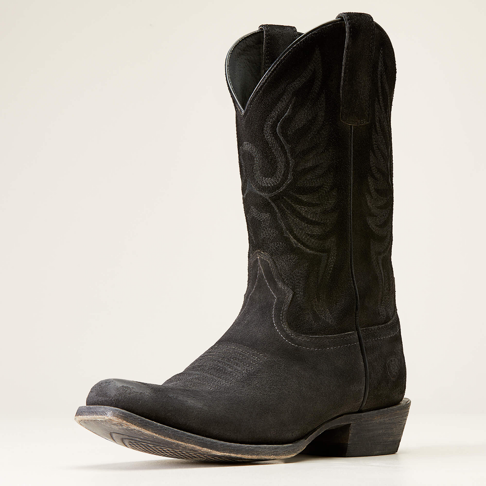Ariat® Men's "Circuit High Stepper" Cowboy Boots - Distressed Black Suede