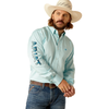 Ariat® Men's Team Logo Twill Fitted Western Shirt - Light Aqua