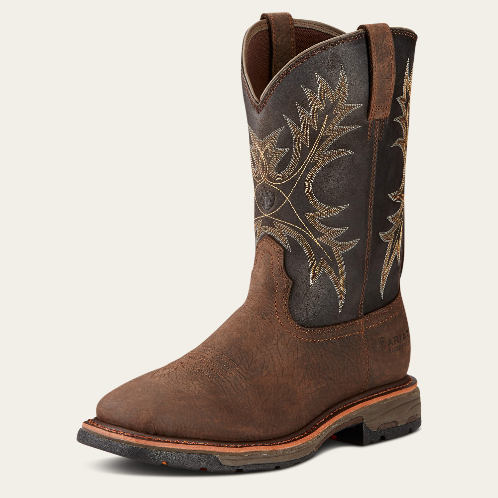 Ariat® Men's "WorkHog" Waterproof Western Work Boot - Bruin Brown