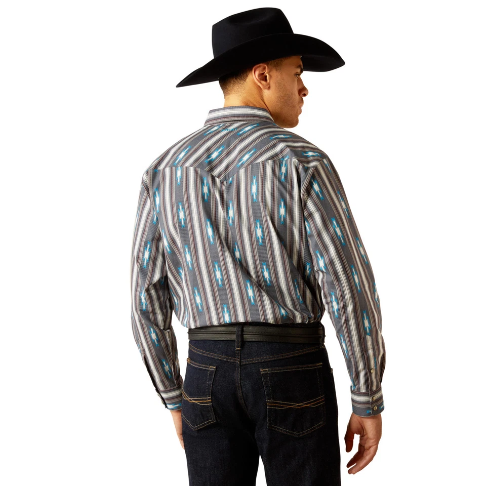 Ariat® Men's "Callahan" Western Long Sleeve Shirt - Grey