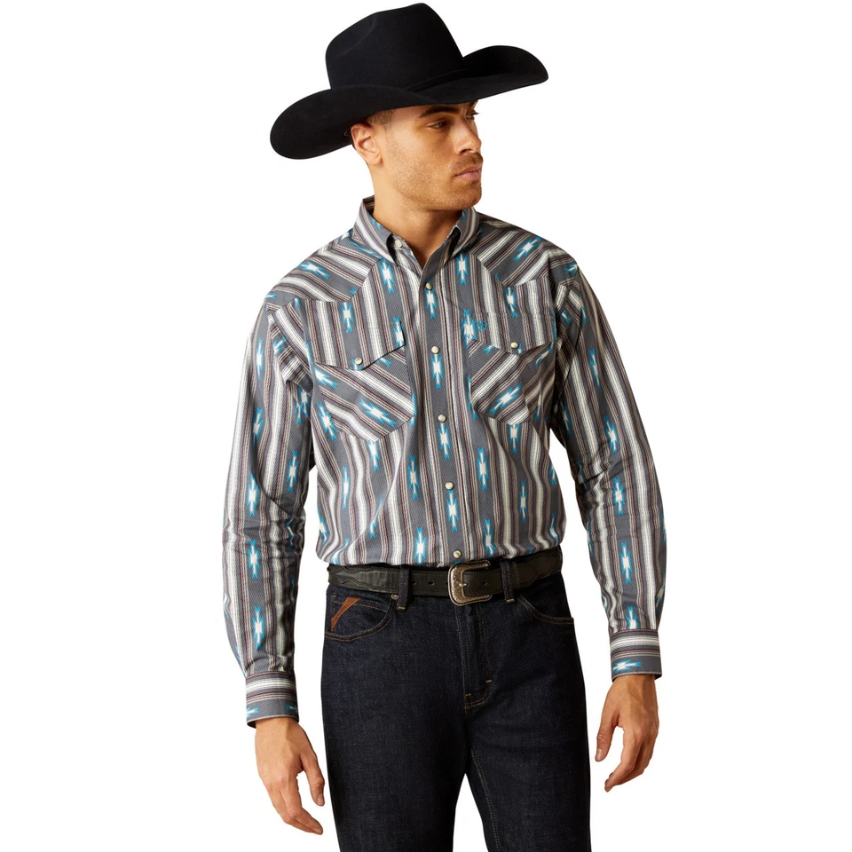 Ariat® Men's "Callahan" Western Long Sleeve Shirt - Grey