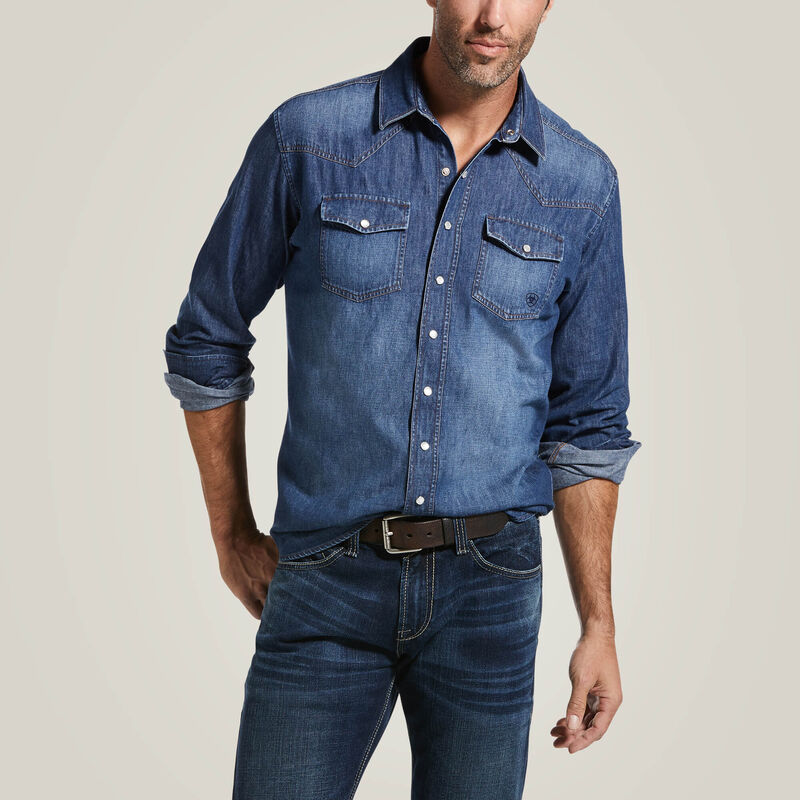 Ariat® Men's Denim Retro Fit Shirt - Stonewash