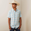 Ariat® Men's "Halbertson" Retro Fit Western Shirt - Aquatic
