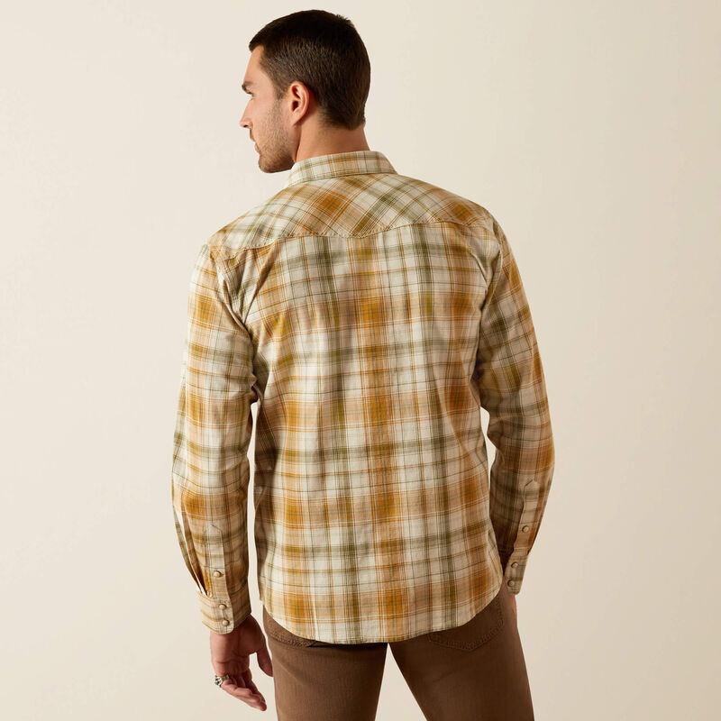 Ariat® Men's "Halston Retro" Western Long Sleeve Shirt - Khaki