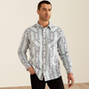 Ariat® Men's "Heller Retro" Western Long Sleeve Shirt - Blue