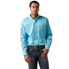 Ariat® Men's "Team Logo" Fitted Western Shirt - Cenote Aqua