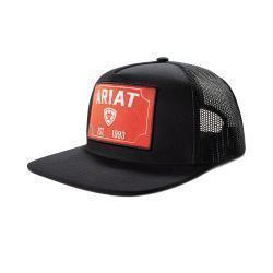 Ariat Men's Black Cap Snap Back Red Patch