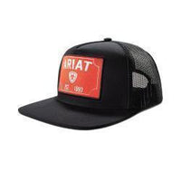 Ariat Men's Black Cap Snap Back Red Patch