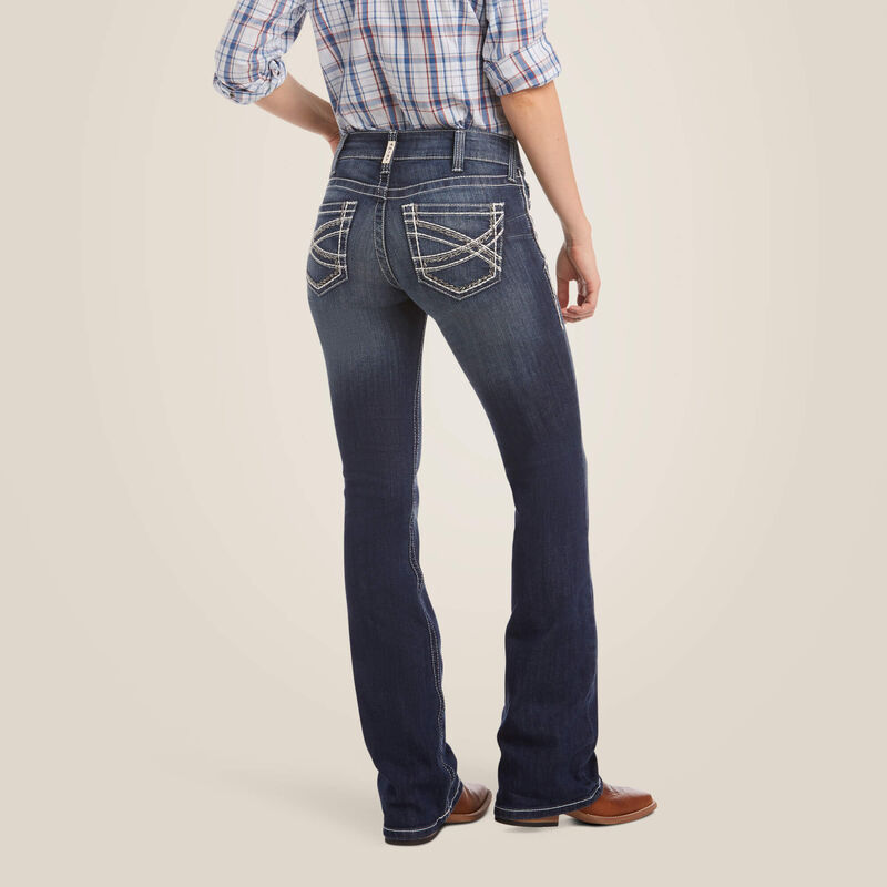 Ariat® Women's Mid-Rise "Entwined" Boot Cut Jeans - Marine