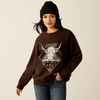 Ariat® Women's "Taurus" Oversized Crew Sweatshirt - Brown