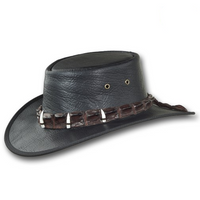 BARMAH® Outback Crocodile Leather Hat - Black