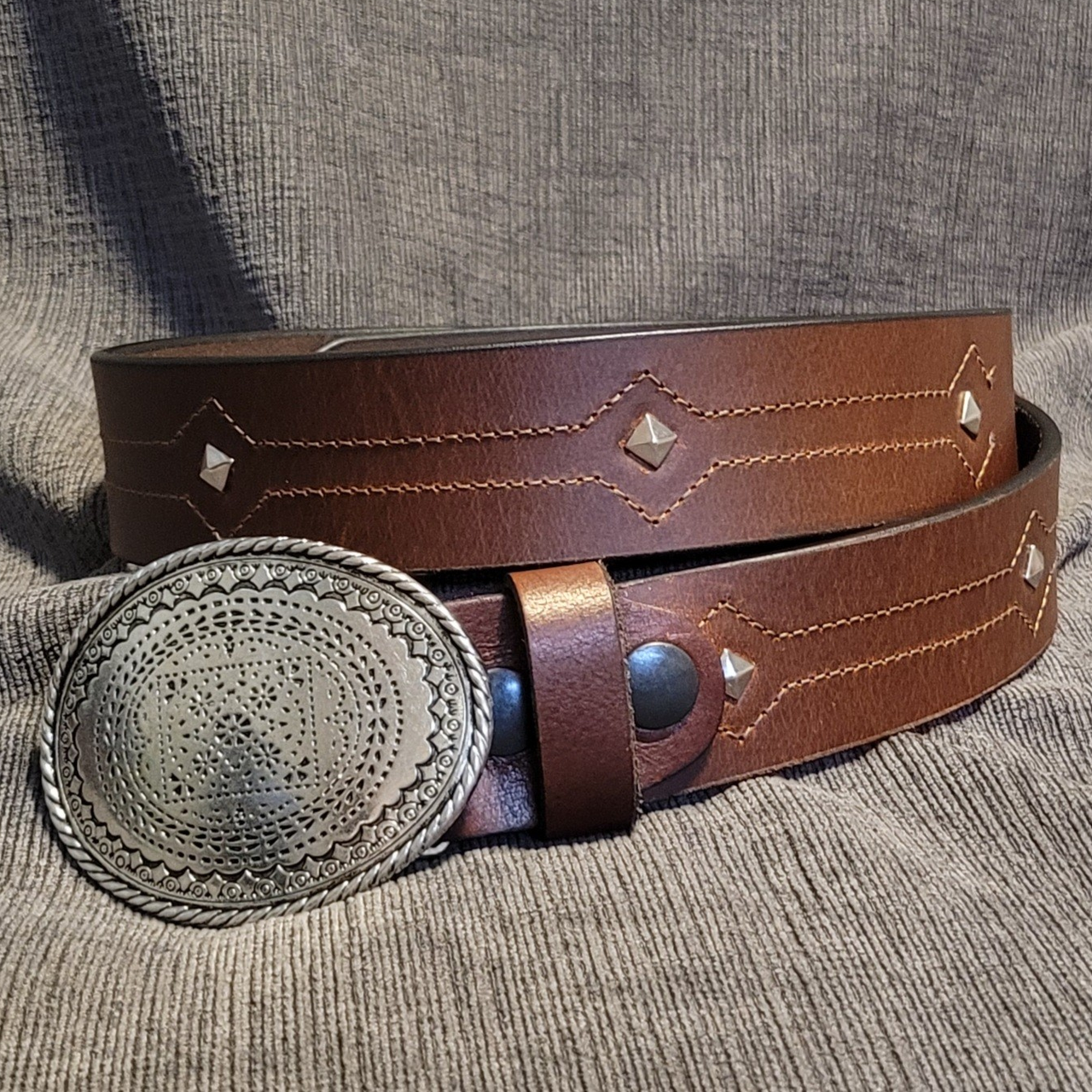 BH Leather Western Belt with Belt Buckle #5895