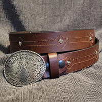 BH Leather Western Belt with Belt Buckle #5895