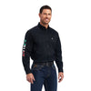 Ariat® Mexico Team Logo Twill Men's Long Sleeve Western Shirt - Black
