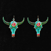 Blazin Roxx Earrings Cow Skull Floral