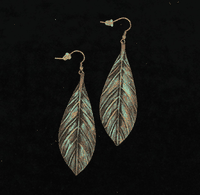 Blazin Roxx Earrings Feather Patina Drop