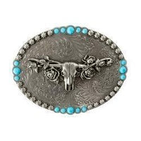 Blazin Roxx Ladies Buckle Oval Longhorn Roses