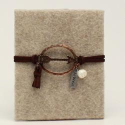 Bracelet with Leather Copper Arrow